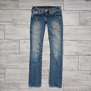 True Religion Billy Boot Cut Low Rise Jeans Women's Dusty Faded Flap Pockets 25